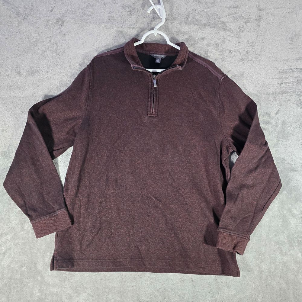 Van Heusen Flex Brown Quarter Zip Pullover Sweater Long Sleeve Casual Men's‎ L/G